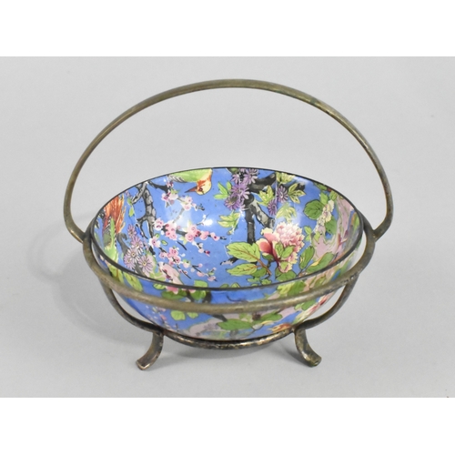An Art Deco Crown Ducal Blue Chintz Bowl Housed on Silver Plated ...