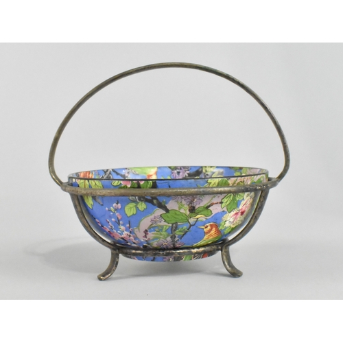 An Art Deco Crown Ducal Blue Chintz Bowl Housed on Silver Plated ...