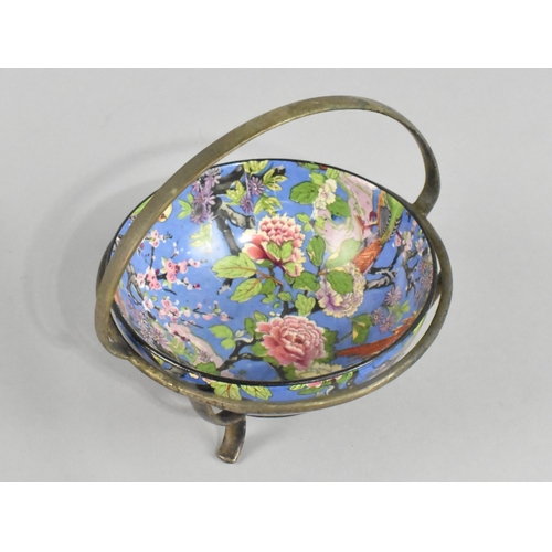 An Art Deco Crown Ducal Blue Chintz Bowl Housed on Silver Plated ...