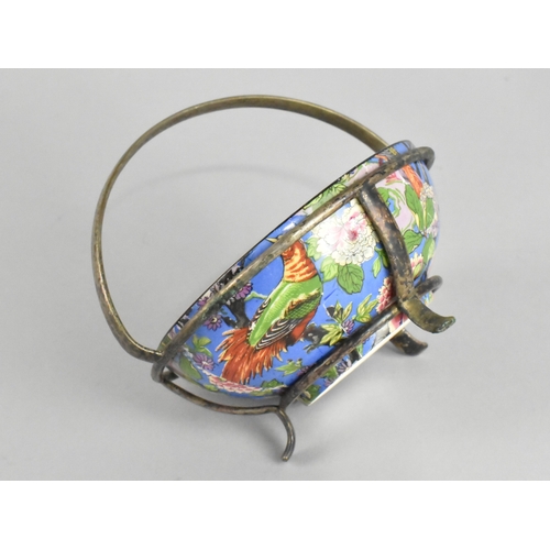 An Art Deco Crown Ducal Blue Chintz Bowl Housed on Silver Plated ...