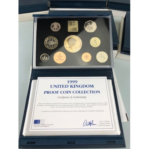 106 - Commemorative /proof coins, collection of cased British proof coin sets to include Royal mint 1990, ... 