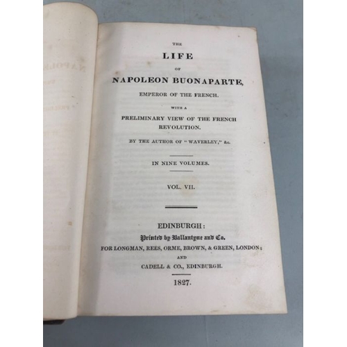 119 - Antique books, Napoleon Buonaparte Emperor of the French printed by Ballantyne and Co 1827, nine vol... 