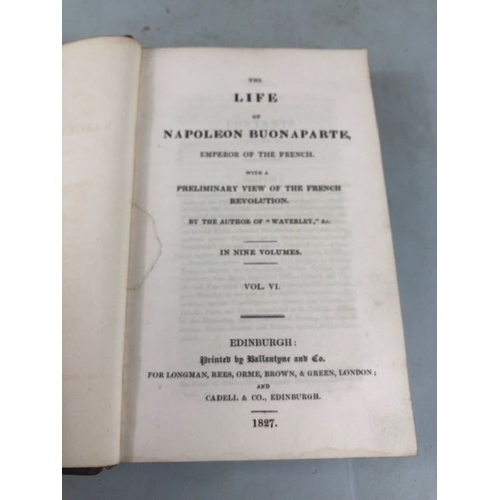 119 - Antique books, Napoleon Buonaparte Emperor of the French printed by Ballantyne and Co 1827, nine vol... 