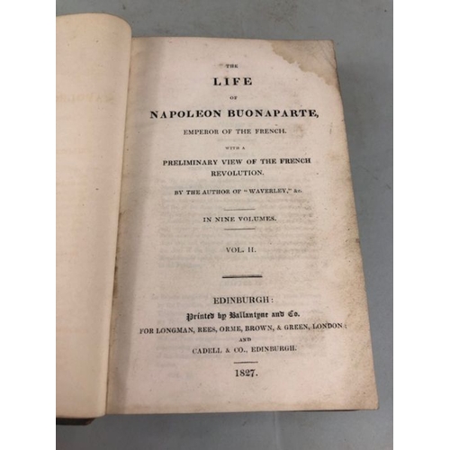 119 - Antique books, Napoleon Buonaparte Emperor of the French printed by Ballantyne and Co 1827, nine vol... 