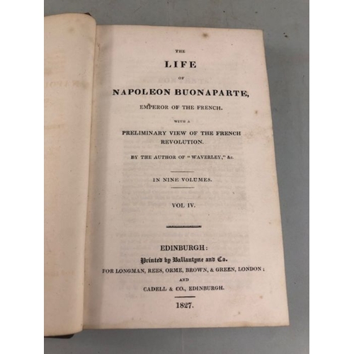 119 - Antique books, Napoleon Buonaparte Emperor of the French printed by Ballantyne and Co 1827, nine vol... 