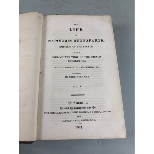 119 - Antique books, Napoleon Buonaparte Emperor of the French printed by Ballantyne and Co 1827, nine vol... 