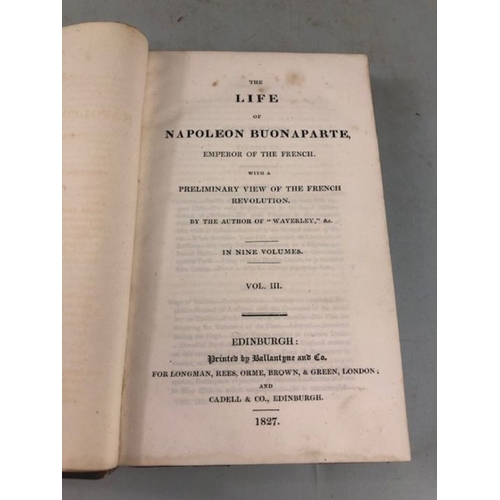 119 - Antique books, Napoleon Buonaparte Emperor of the French printed by Ballantyne and Co 1827, nine vol... 