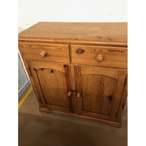 122 - Pine Furniture, 20th century honey pine 2 door cupboard with 2 drawers above approximately 100 x 46 ... 