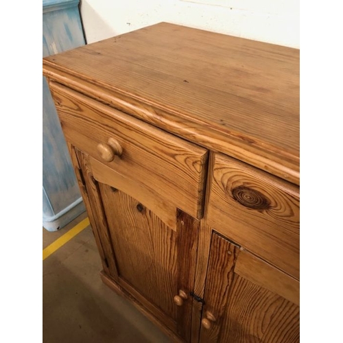 122 - Pine Furniture, 20th century honey pine 2 door cupboard with 2 drawers above approximately 100 x 46 ... 