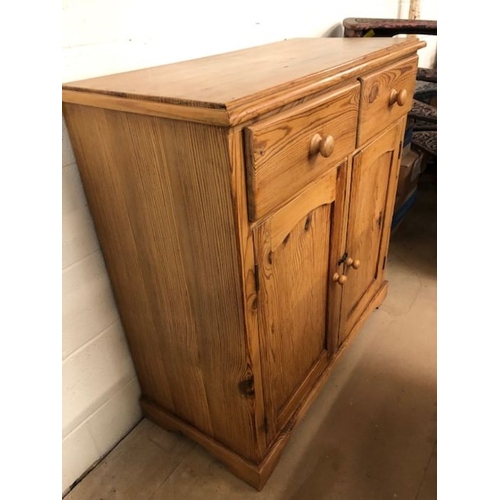 122 - Pine Furniture, 20th century honey pine 2 door cupboard with 2 drawers above approximately 100 x 46 ... 