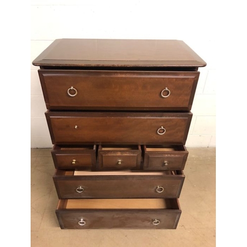 148 - Furniture, late 20th century chest of draws of interesting design, the run of 4 draws being separate... 