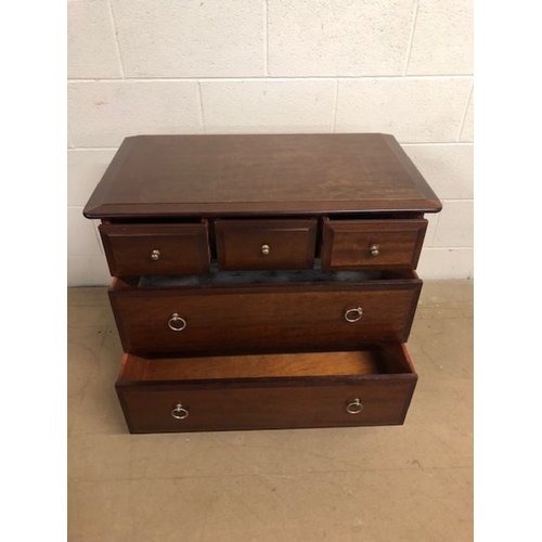 149 - Furniture, late 20th century chest of draws comprising of 2 draws with 3 small draws above in the sa... 