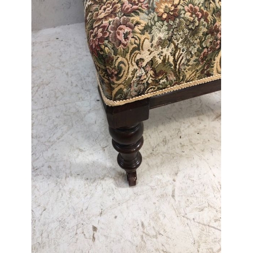 150 - Antique Furniture, 19th century nursing chair, the legs with casters, upholstered in later brocade f... 