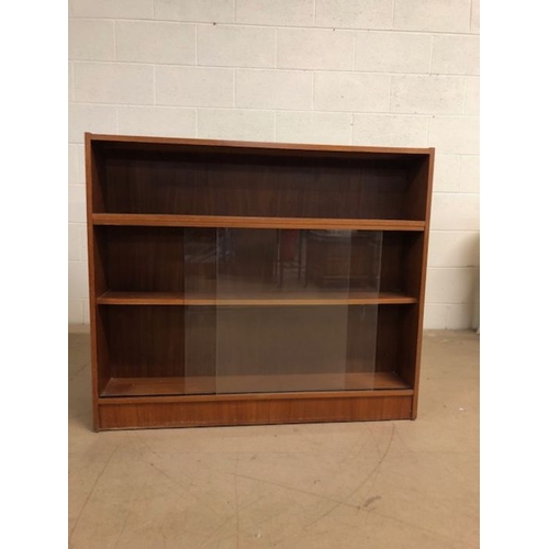 153 - Mid century furniture,1960s/70s half glazed bookcase /display cabinet, room divider, lower section o... 