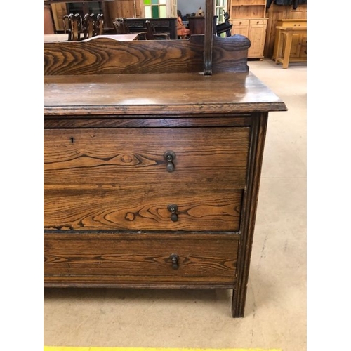 175 - Antique furniture, early 20th century dark wood dressing table with swivel  mirror, base with run of... 