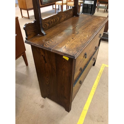 175 - Antique furniture, early 20th century dark wood dressing table with swivel  mirror, base with run of... 