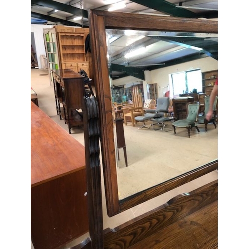 175 - Antique furniture, early 20th century dark wood dressing table with swivel  mirror, base with run of... 