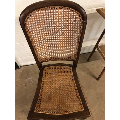 179 - Antique furniture, 3 items being a dark wood towel rack, a nursing chair with wicker seat and back, ... 