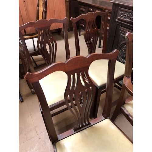 182 - Antique furniture, Six dining chairs , 4 chairs and 1 carver matching and 1 damaged carver of a simi... 