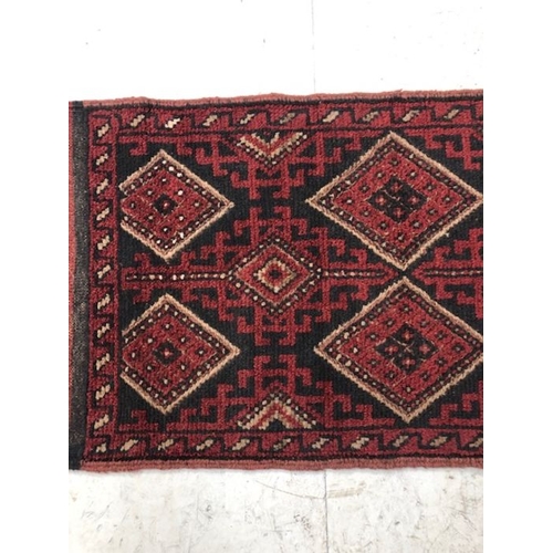 188 - Oriental rug, Hand Knotted wool Meshwani runner with geometric design 238 x 59cm