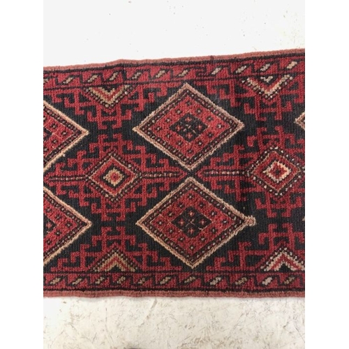 188 - Oriental rug, Hand Knotted wool Meshwani runner with geometric design 238 x 59cm