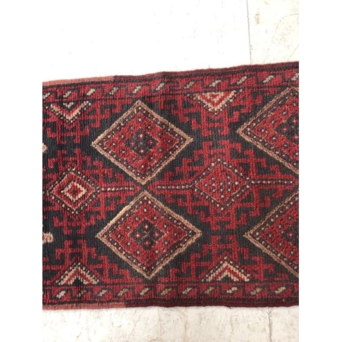 188 - Oriental rug, Hand Knotted wool Meshwani runner with geometric design 238 x 59cm