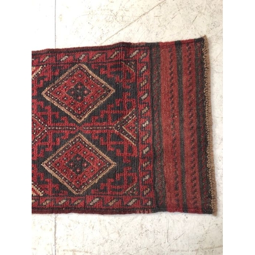 188 - Oriental rug, Hand Knotted wool Meshwani runner with geometric design 238 x 59cm