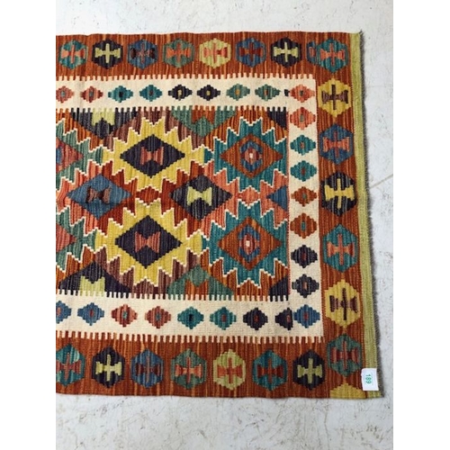 189 - Oriental Rug, Wool hand knotted Chobi Kilim rug with geometric design 152 x x100cm