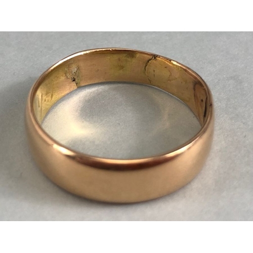 19 - Unmarked Gold Band (tests as 18ct or above) A/F. Size approx V and 6.4g