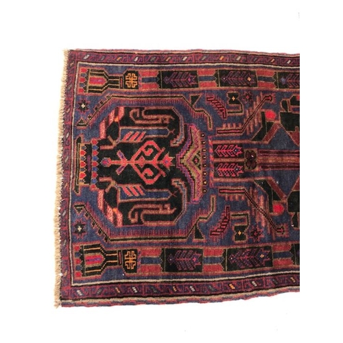 190 - Oriental Rug, Hand Knotted Wool New Baluchi Rug with geometric designs 138 x 86cm