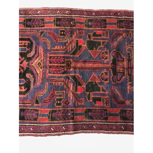 190 - Oriental Rug, Hand Knotted Wool New Baluchi Rug with geometric designs 138 x 86cm