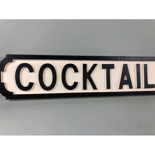 195 - Wooden road type sign COCKTAIL TIME, approximately 84cm long