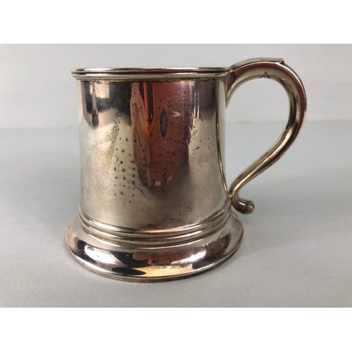 2 - Hallmarked small Silver tankard on stepped base approx 7cm tall hallmarks for Birmingham by maker Ad... 