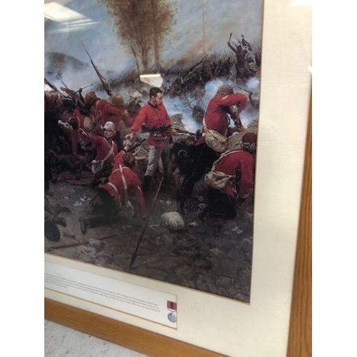 205 - Military interest, large framed military print of the 24th regiment at The Battle of Rorke's Drift, ... 