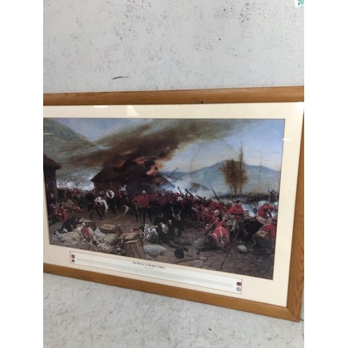 205 - Military interest, large framed military print of the 24th regiment at The Battle of Rorke's Drift, ... 