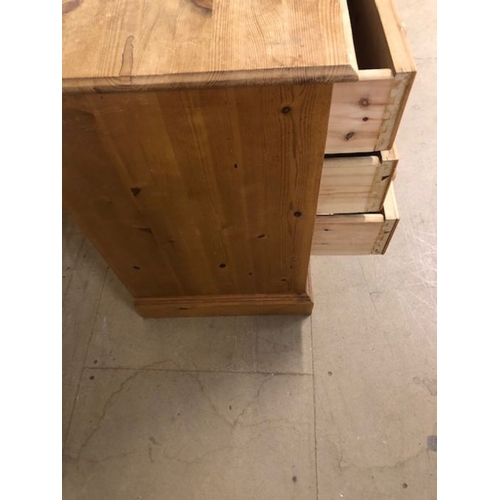 207 - Pine Furniture, Modern Pine Kneehole desk with stack of 4 draws to each column approximately 132 x 4... 