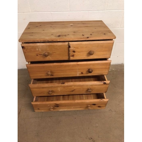 213 - Pine Furniture, modern chest of draws, run of 3 draws with 2 above approximately 80 x 44 x 79cm