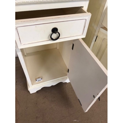 214 - Furniture, Pair of modern bedside cupboards in an off white painted finish both approximately 35 x 3... 