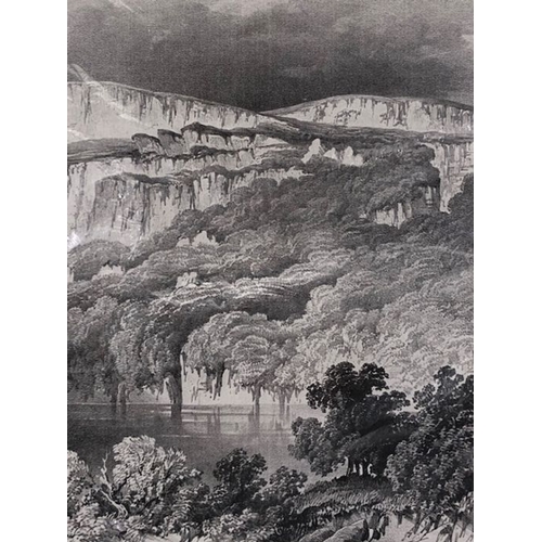 224 - Pictures, 3 etchings of local interest being a view of the Landslip at Lyme Regis 1840, Ruins after ... 