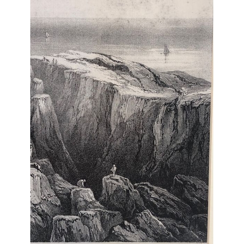 224 - Pictures, 3 etchings of local interest being a view of the Landslip at Lyme Regis 1840, Ruins after ... 