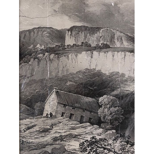 224 - Pictures, 3 etchings of local interest being a view of the Landslip at Lyme Regis 1840, Ruins after ... 