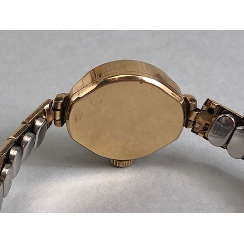 23 - 9ct Gold cased wristwatch by Rotary, 17 Jewels with INCABLOC movement, white dial and Roman numerals