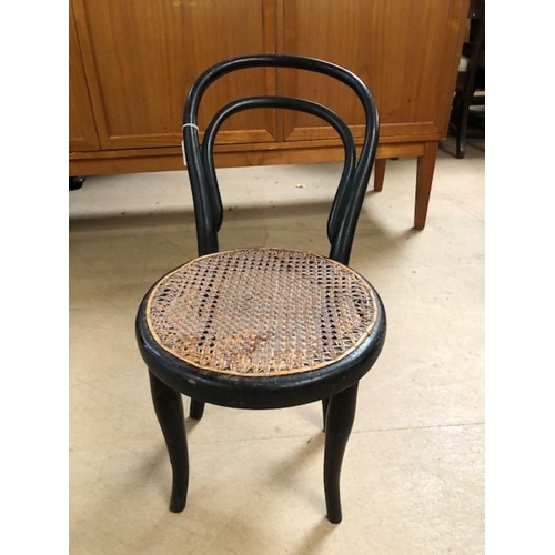 230 - Antique Furniture, 19th century child's hoop back chair with ebonised finish and woven wicker seat ,... 