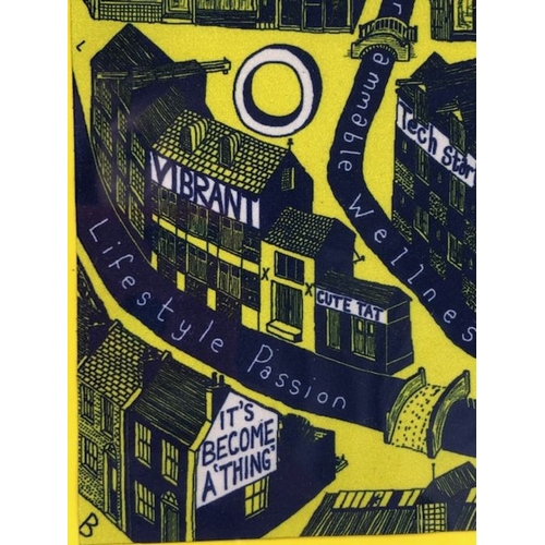 232 - Sir Grayson Perry, art work  Gentrification printed on cloth in modern frame  (fabric approximately ... 