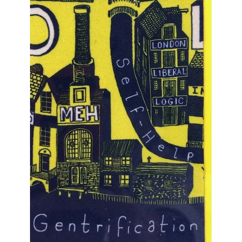 232 - Sir Grayson Perry, art work  Gentrification printed on cloth in modern frame  (fabric approximately ... 