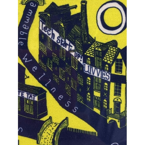 232 - Sir Grayson Perry, art work  Gentrification printed on cloth in modern frame  (fabric approximately ... 