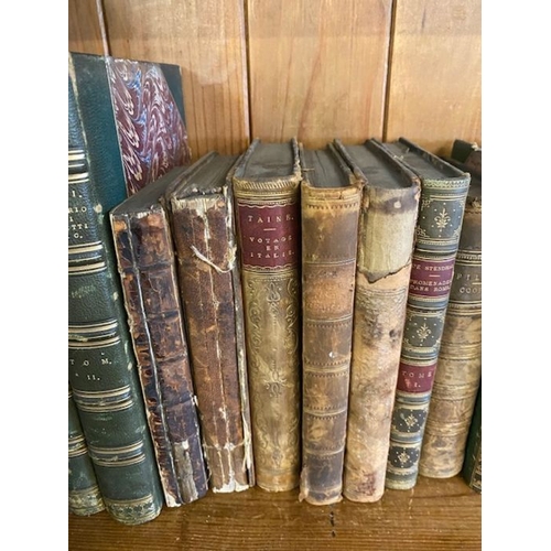 240 - Antique Books:  a collection of quarter, half and full leather bound books in French and German to i... 