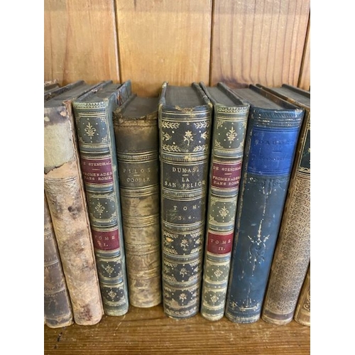 240 - Antique Books:  a collection of quarter, half and full leather bound books in French and German to i... 