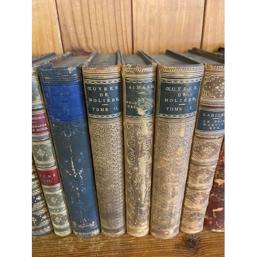 240 - Antique Books:  a collection of quarter, half and full leather bound books in French and German to i... 