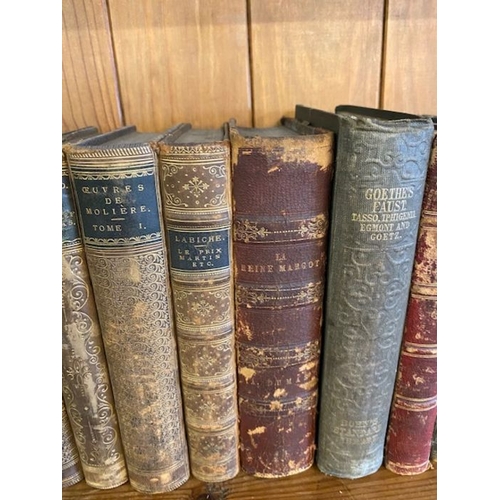 240 - Antique Books:  a collection of quarter, half and full leather bound books in French and German to i... 